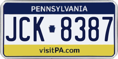 PA license plate JCK8387