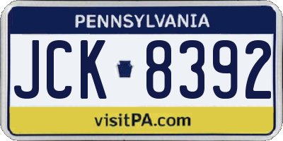 PA license plate JCK8392