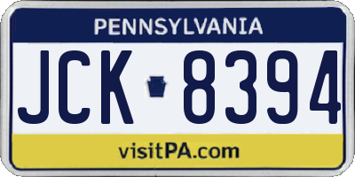 PA license plate JCK8394