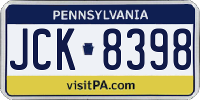PA license plate JCK8398