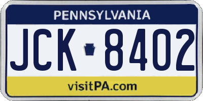 PA license plate JCK8402