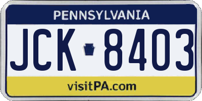 PA license plate JCK8403