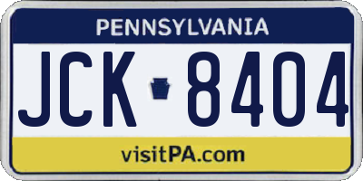 PA license plate JCK8404