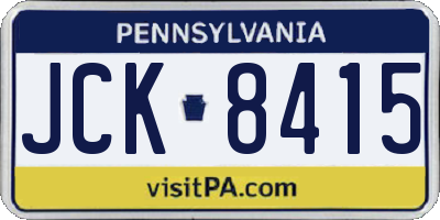 PA license plate JCK8415