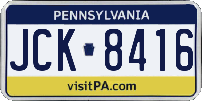 PA license plate JCK8416