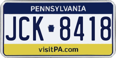 PA license plate JCK8418