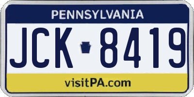 PA license plate JCK8419