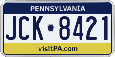 PA license plate JCK8421
