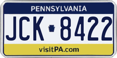 PA license plate JCK8422