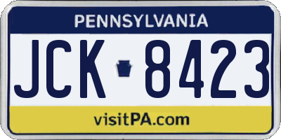 PA license plate JCK8423