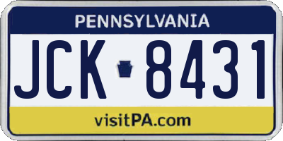 PA license plate JCK8431