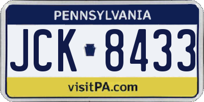 PA license plate JCK8433
