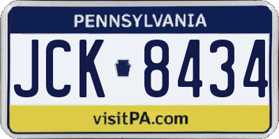 PA license plate JCK8434
