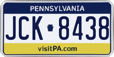 PA license plate JCK8438