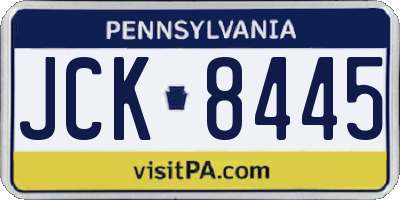 PA license plate JCK8445