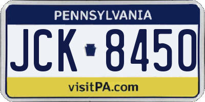 PA license plate JCK8450
