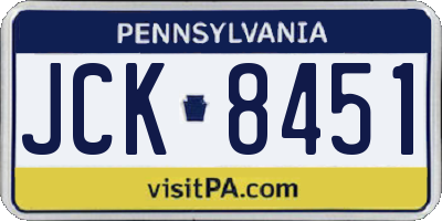PA license plate JCK8451