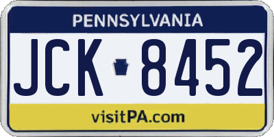 PA license plate JCK8452