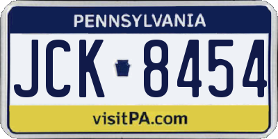 PA license plate JCK8454