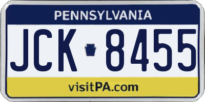 PA license plate JCK8455