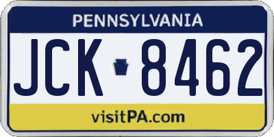 PA license plate JCK8462