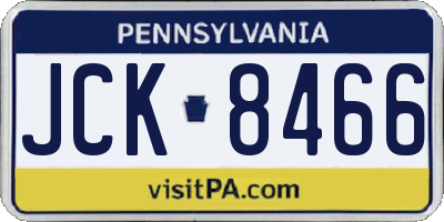 PA license plate JCK8466