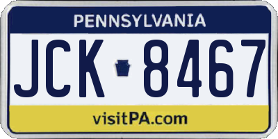 PA license plate JCK8467