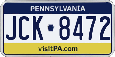 PA license plate JCK8472