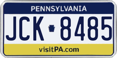 PA license plate JCK8485