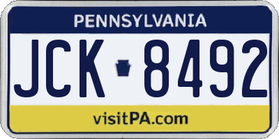PA license plate JCK8492