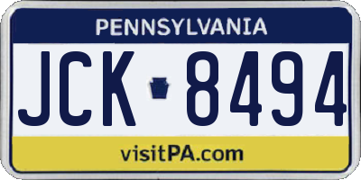 PA license plate JCK8494