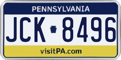 PA license plate JCK8496