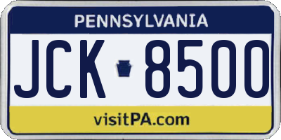 PA license plate JCK8500