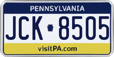 PA license plate JCK8505