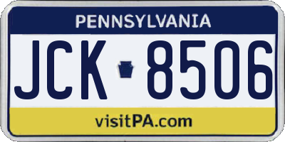 PA license plate JCK8506