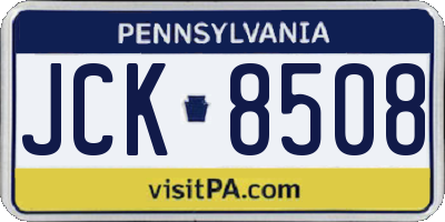 PA license plate JCK8508