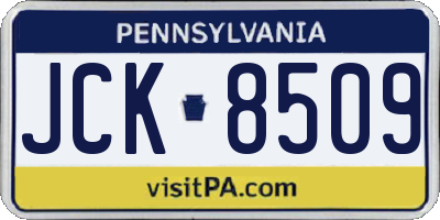 PA license plate JCK8509