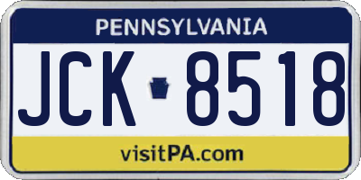 PA license plate JCK8518