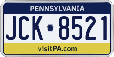PA license plate JCK8521