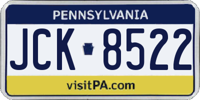PA license plate JCK8522