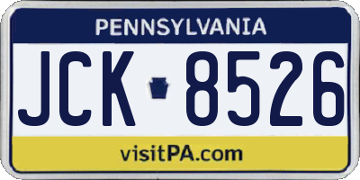 PA license plate JCK8526