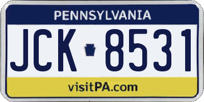 PA license plate JCK8531