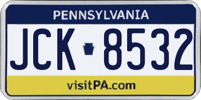 PA license plate JCK8532