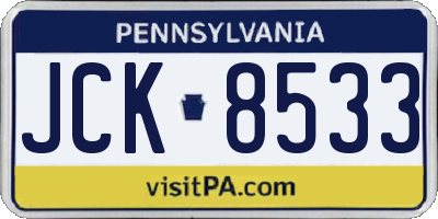 PA license plate JCK8533
