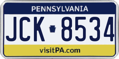 PA license plate JCK8534