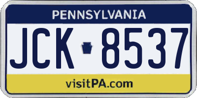 PA license plate JCK8537