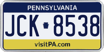 PA license plate JCK8538
