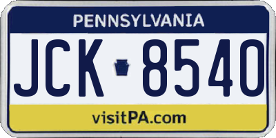 PA license plate JCK8540