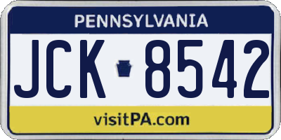 PA license plate JCK8542