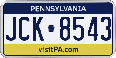 PA license plate JCK8543